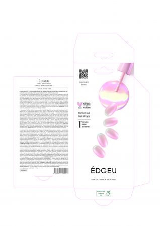 ÉDGEU gelové nalepovací nehty, Mirror Milk Pink, 16 ks