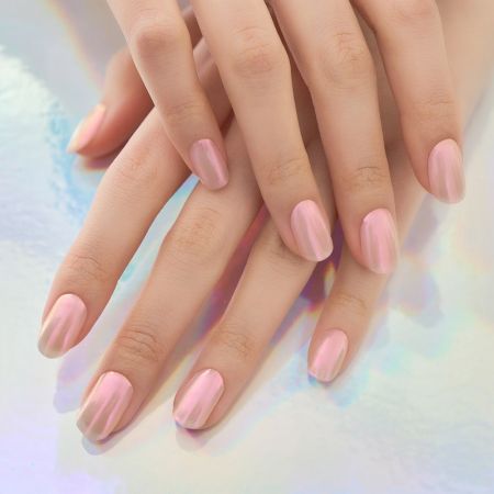 ÉDGEU gelové nalepovací nehty, Mirror Milk Pink, 16 ks