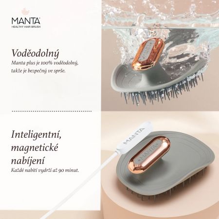 MANTA sonický pulzující kartáč pro zdravé vlasy, Ocean Blue