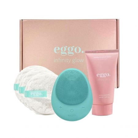 Eggo dárková sada sonický přístroj + pleťový gel + odličovací tamponky, Green