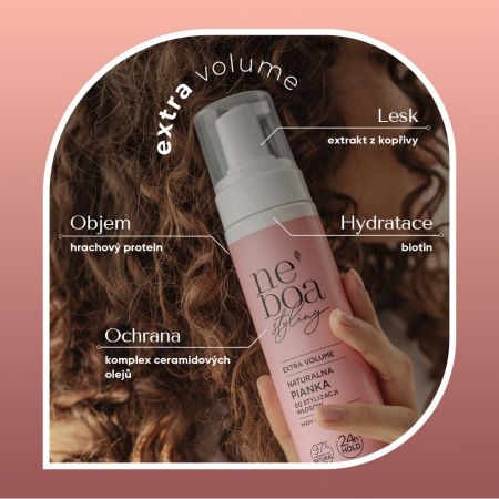 Neboa stylingová pěna na vlasy Extra Volume s hrachovými proteiny, 200ml 