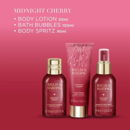 Baylis & Harding dárková sada péče o tělo Midnight Cherry, 3 ks