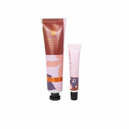 Wanderflower dárková sada pro hebké ruce a rty Soothing Hand & Lip Gift Set, Jasmin & Neroli, 2ks