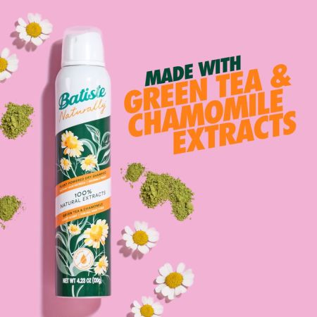 Batiste Naturally suchý šampon Green Tea & Chamomile, 200 ml