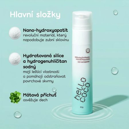 hello coco bělicí zubní pasta n-HA máta peprná, 60g