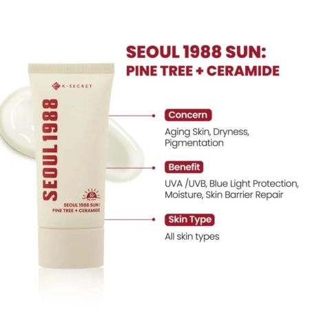 K-Secret ochranný krém SPF50+, Seoul 1988 Sun : Pine Tree + Ceramide, 50ml
