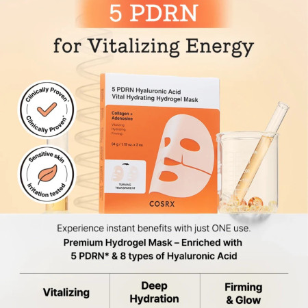COSRX hydratační hydrogelová maska, 5 PDRN Hyaluronic Acid Vital Hydrating Hydrogel Mask, 1ks