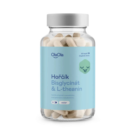 OlaOla hořčík bisglycinát s L-theaninem na noc, Bysglycinate Magnesium Spánek, 90 kapslí