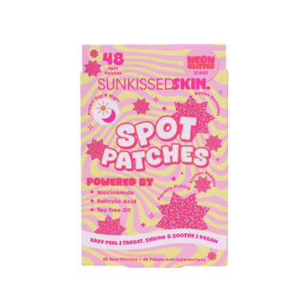 Sunkissed hojivé nálepky na akné, Neon Glitter Stars Spot Patches, 48 ks
