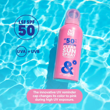 AN&D neviditelný ochranný sprej SPF50 na pleť a tělo, Clear Sun Spray XL, 300ml