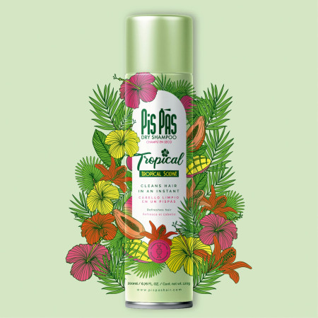 Pis Pas suchý šampon na vlasy, Tropical, 200ml