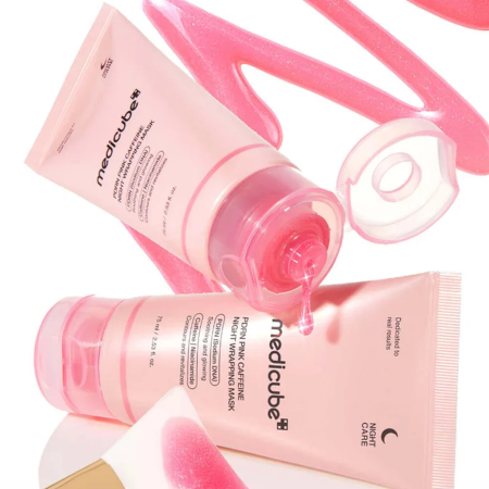 Medicube slupovací noční pleťová maska s PDRN a kofeinem, Pink Caff. Night Wrap. Mask 75ml