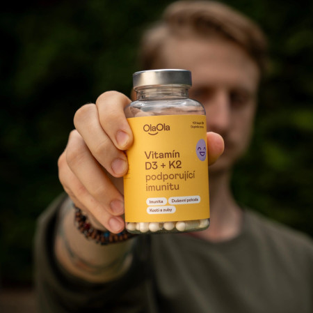 OlaOla Vitamíny D3 (1000 IU) a K2 podporující imunitu a zdravé kosti, 100 kapslí