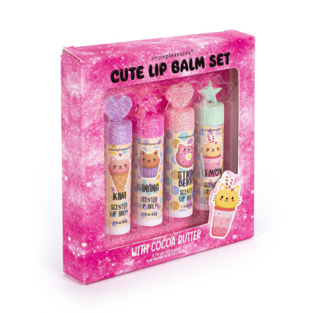 Tri Coastal dárková sada balzámů na rty s kakaovým máslem ve vánočním balení, Cute Lip Balm