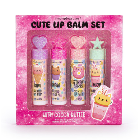 Tri Coastal dárková sada balzámů na rty s kakaovým máslem ve vánočním balení, Cute Lip Balm