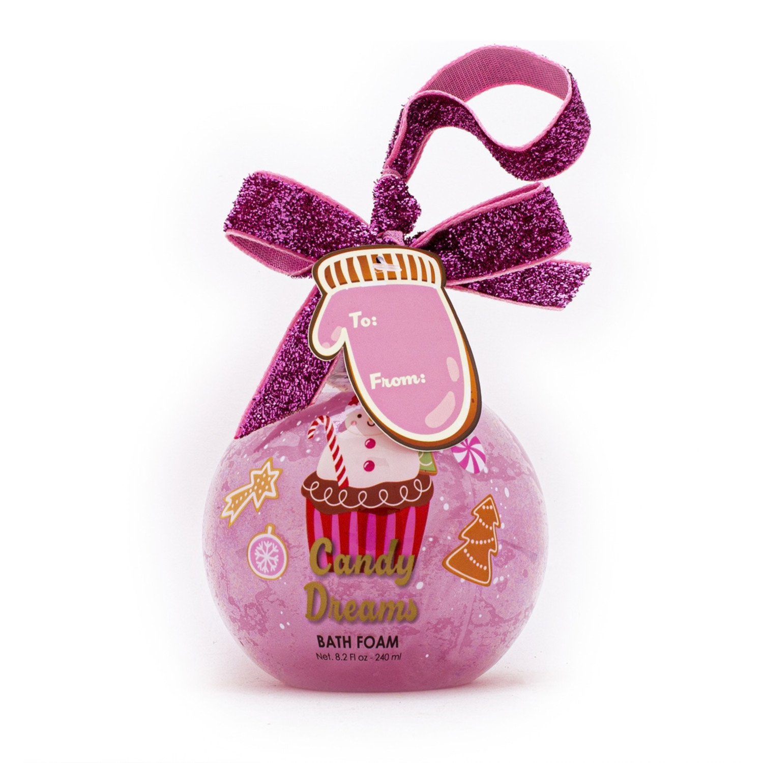 Tri Coastal tekutá pěna do koupele ve vánočním designu - baňka, Candy Dreams, 240ml
