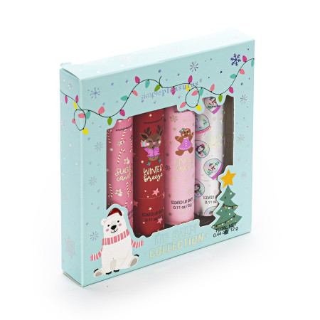 Tri Coastal dárková sada balzámů na rty ve vánočním balení, Lip Balm Collection - Blue, 4x3g