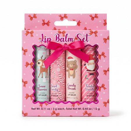 Tri Coastal dárková sada balzámů na rty ve vánočním balení, Lip Balm Set, 4x3g