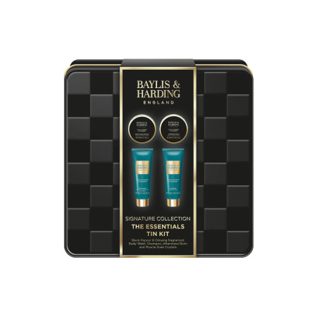 Baylis & Harding dárková sada pro muže, Black Pepper & Ginseng Men's The Essentials Tin Kit Gift Set, 4ks