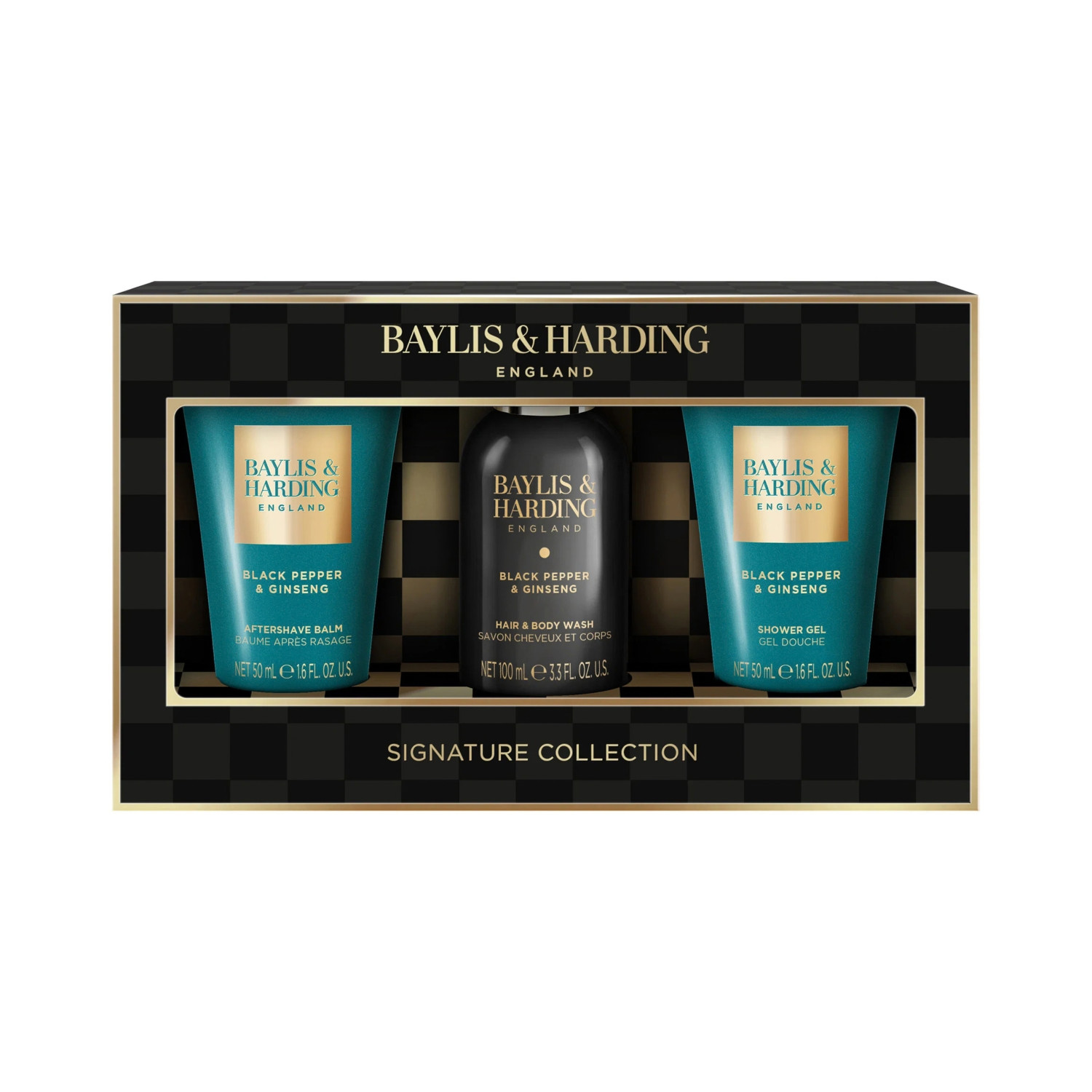 Baylis & Harding dárková sada pro muže, Black Pepper & Ginseng Men's Luxury Mini Trio Gift Set, 3ks