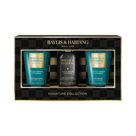 Baylis & Harding dárková sada pro muže, Black Pepper & Ginseng Men's Luxury Mini Trio Gift Set, 3ks