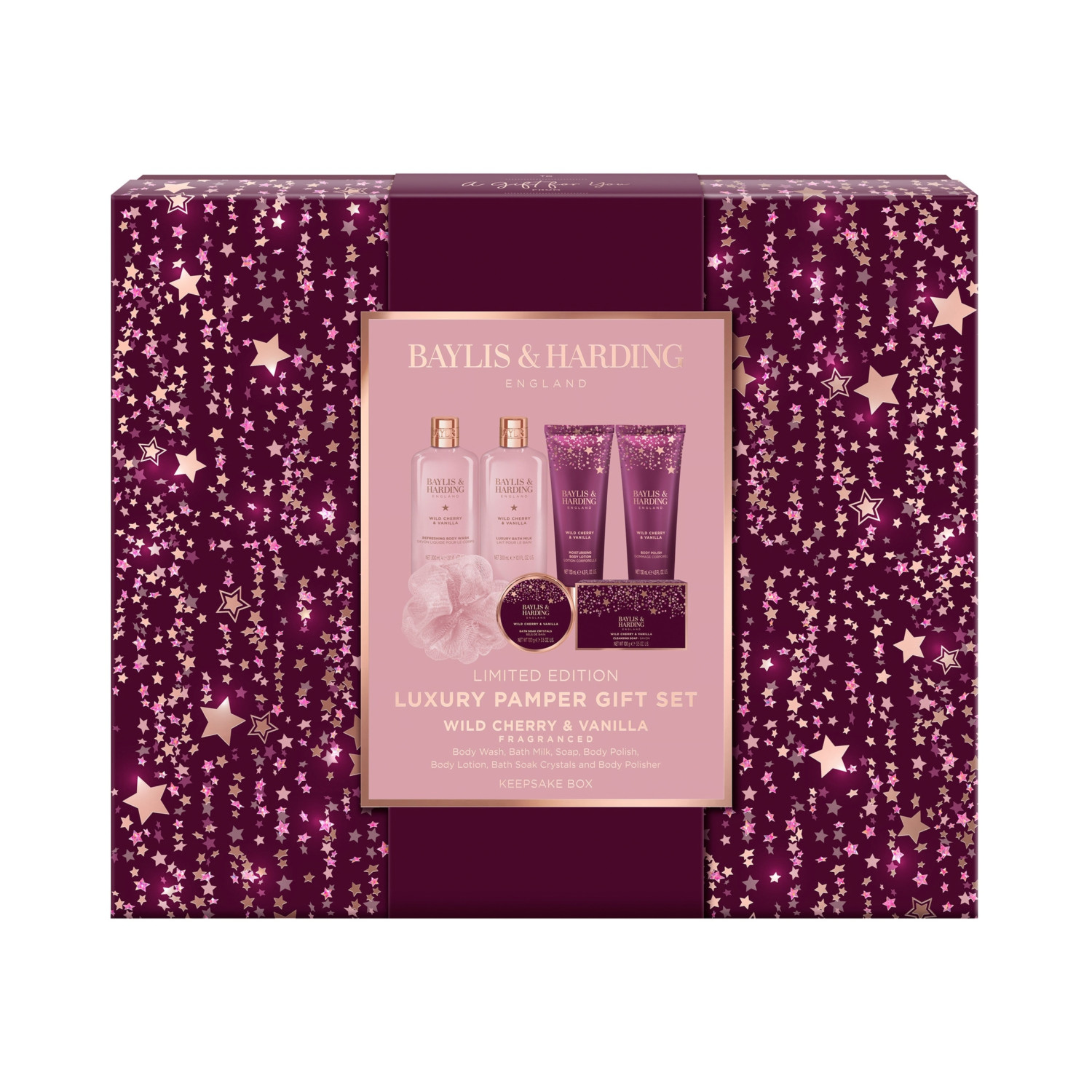 Baylis & Harding dárková sada, Wild Cherry & Vanilla Luxury Pamper Gift Set, 7ks