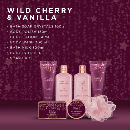 Baylis & Harding dárková sada, Wild Cherry & Vanilla Luxury Pamper Gift Set, 7ks