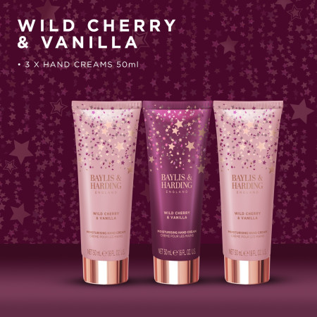 Baylis & Harding dárková sada, Wild Cherry & Vanilla Luxury Hand Treats Gift Set, 3x50ml