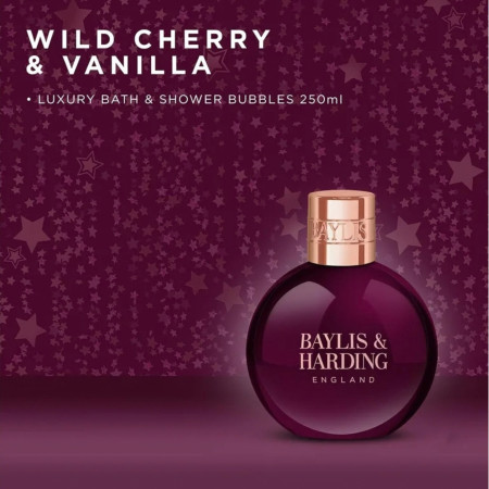 Baylis & Harding pěna do koupele, Wild Cherry & Vanilla Festive Bauble Gift, 250ml