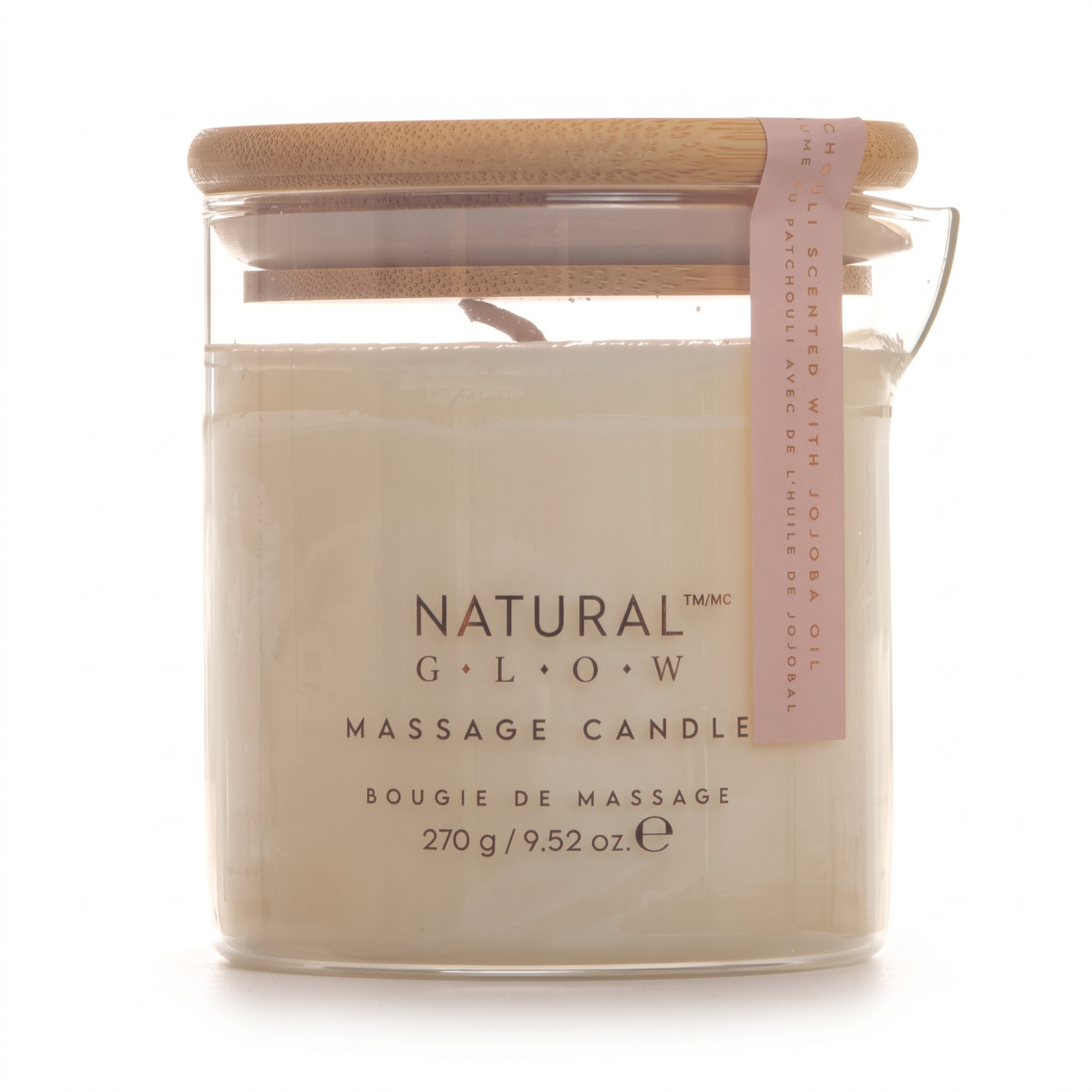 Natural Glow masážní svíčka s jojobovým olejem, Patchouli, 270g