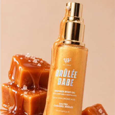 Yes Studio třpytivý olej na tělo, Shimmer Body Oil Salted Caramel Brulee, 50ml