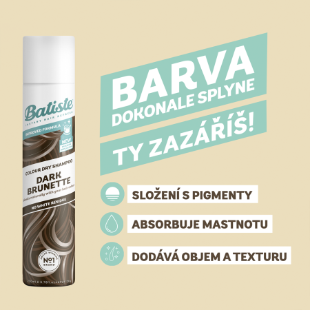 Batiste suchý šampon pro tmavě hnědé vlasy, 200ml 